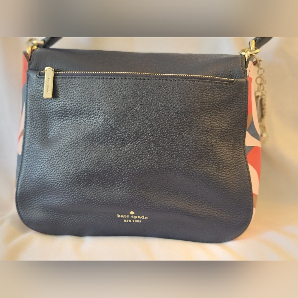 Kate Spade Navy Blue Pebbled Leather Purse Tropical Toss - Picture 3 of 9
